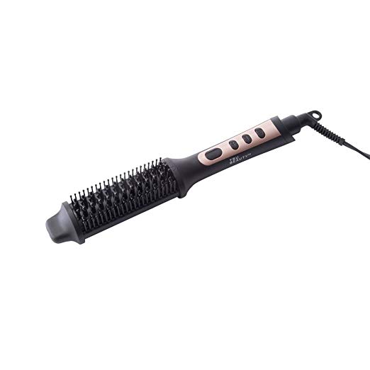 Tru Beauty 2-In-1 Thermal Hair Straightener and Styling Brush, Adjustable Temperature, LED Display, Constant and Even Heat, Adds Volume - Rose Gold