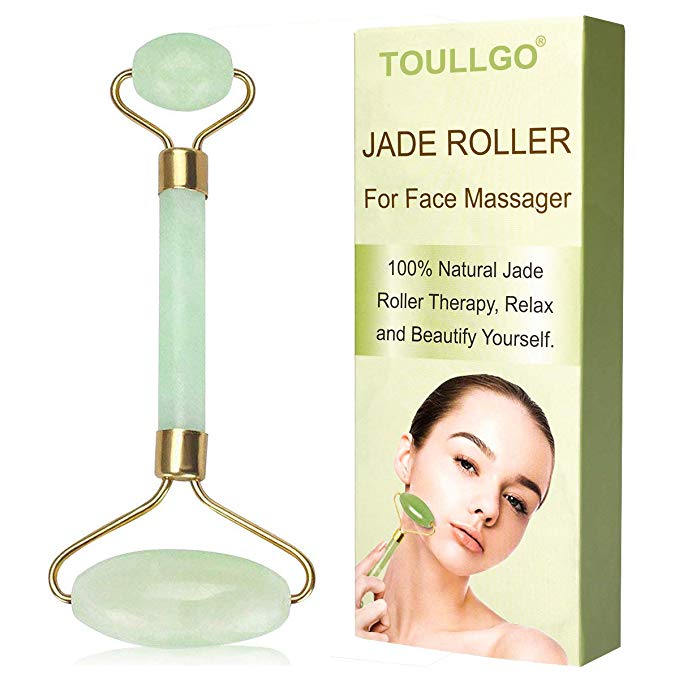 Jade Roller, Jade Roller For Face, Jade Facial Roller, Anti Aging Jade roller Therapy 100% Natural jade facial roller double Neck Healing Slimming Massager