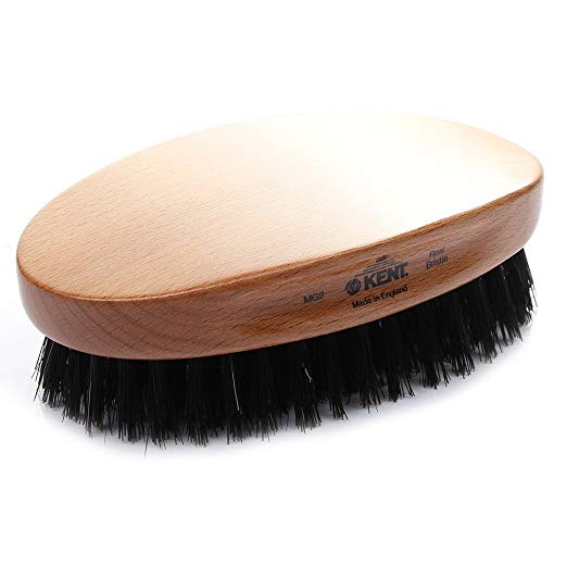 Kent MG2 Oval Beachwood Hair Brush with Pure Black Bristle