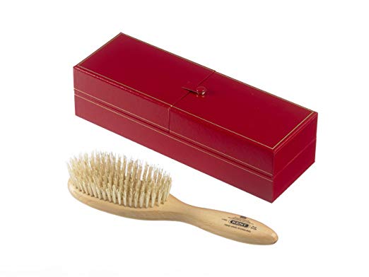 Kent Brushes Handmade Satin Wood Oval Bristle Hairbrush White