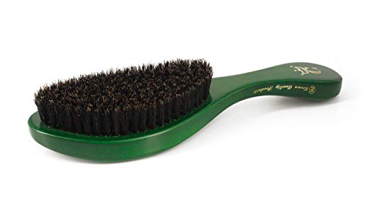 Authentic CQP 360 Gold Emerald Green Crown Wave Brush/Soft 100% Boar Bristle