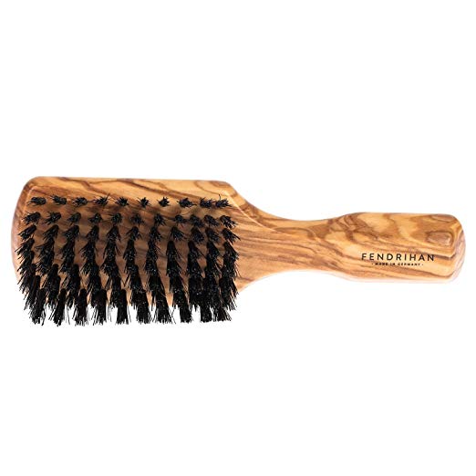 Fendrihan Men's Hairbrush Pure Boar Bristle with Real Olivewood Handle, Made in Germany