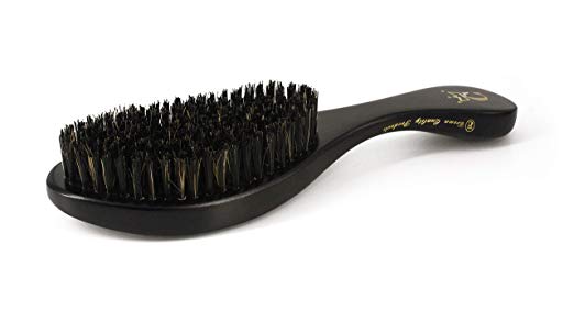 Authentic CQP 360 Gold Mixed Boar Bristle Crown Brush - Onyx Black # 7770E Medium