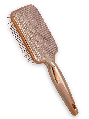 Paddle Hair Brush for Detangling & Styling - Ideal for Blow-Dry, Straighten, Comb All Hair Types - Bling Design (Rose Gold)