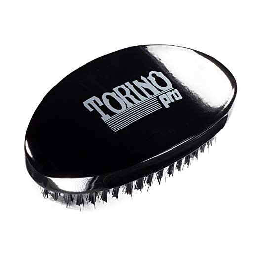 Torino Pro Wave brush by Brush King #480 - (updated) Hard Curve Palm Wave Brush with Reinforced Boar & Nylon Bristles - Great for Wolfing- Great 360 waves curve brush