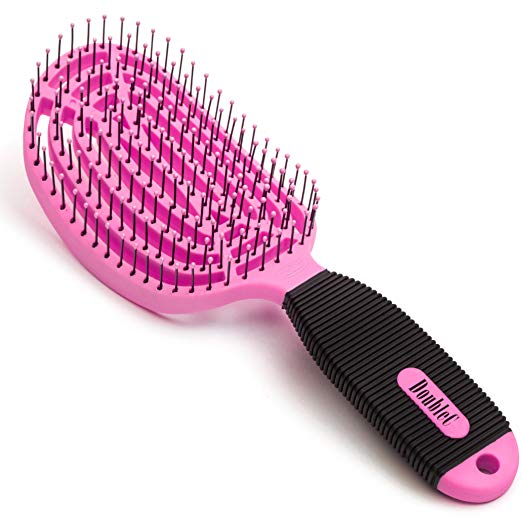 WATCH THE VIDEO! NuWay 4Hair! U.S. Patented Professional Detangling! DoubleC is Double Curved! Best Brush for Applying Any Hair Product! Vented Back - Built-in Anti-Bacterial - Hair Dryer Safe (Pink)