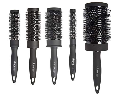 Diane Charcoal Soft Touch Round Thermal Firm Nylon Bristles Set - Get 5 brushes