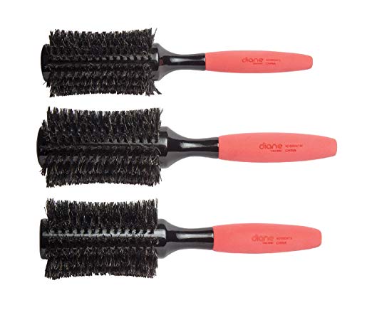 Diane Curved Reinforced Boar Round Brush Set of Three