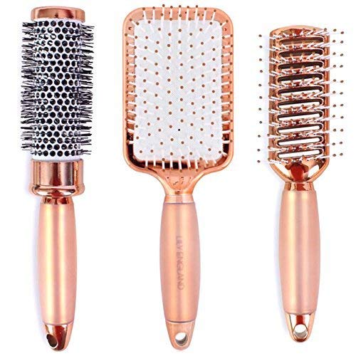 Lily England Rose Gold Hair Brush Set - Luxury Professional Hairbrush Gift Set for All Hair Types