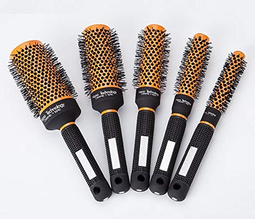 Round Barrel Hair Brush Nylon Bristles,Professional Salon Styling Tool Fast Blow Dry Hairbrush For Women Men Detangling Curly Wavy Straight Hair Volume,Detangler Styling Brush (5-piece set)
